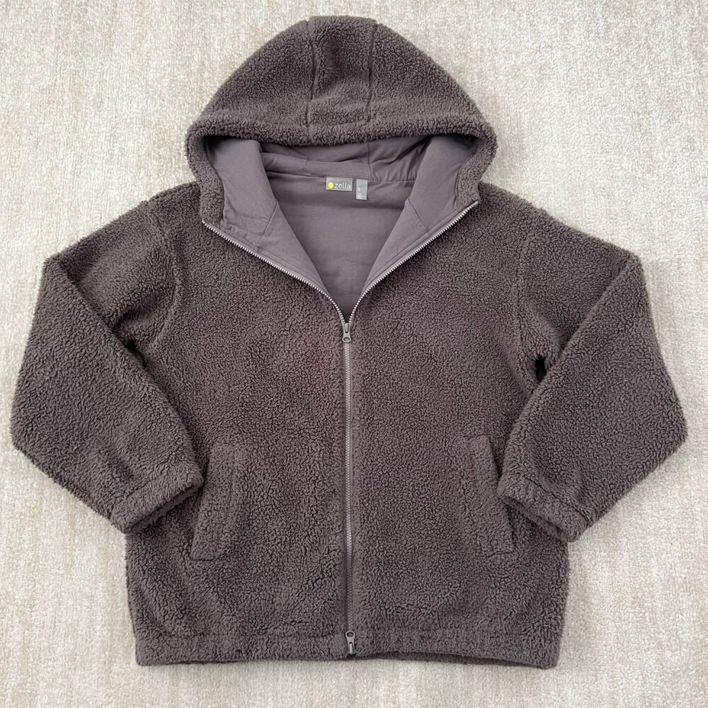 Zella Zip Up Sherpa Oversized Gray Hoodie S